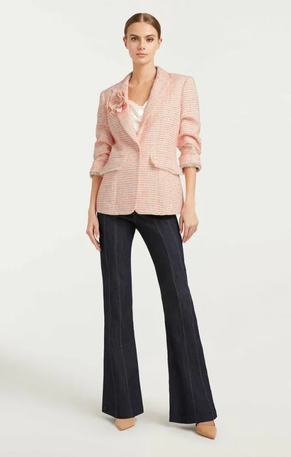 Cinq Sept Tweed Pricilla Blazer Ivoryneon Coral Women Blazers