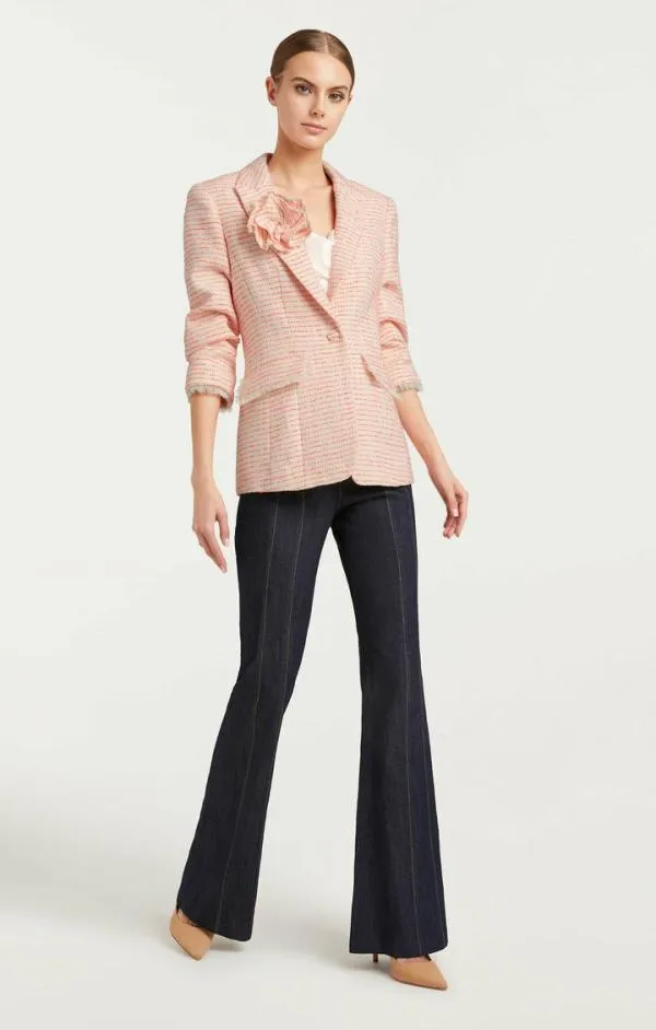 Cinq Sept Tweed Pricilla Blazer Ivoryneon Coral Women Blazers