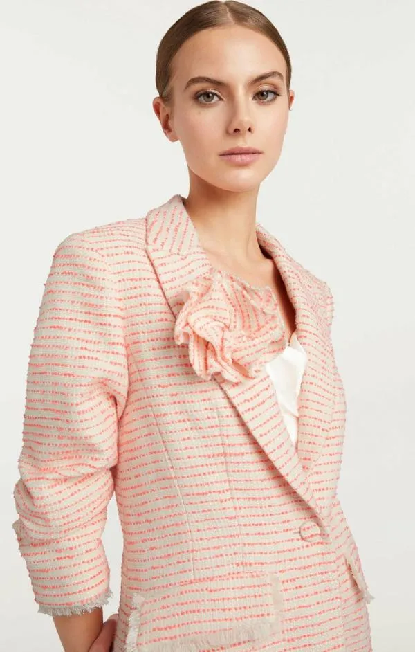 Cinq Sept Tweed Pricilla Blazer Ivoryneon Coral Women Blazers