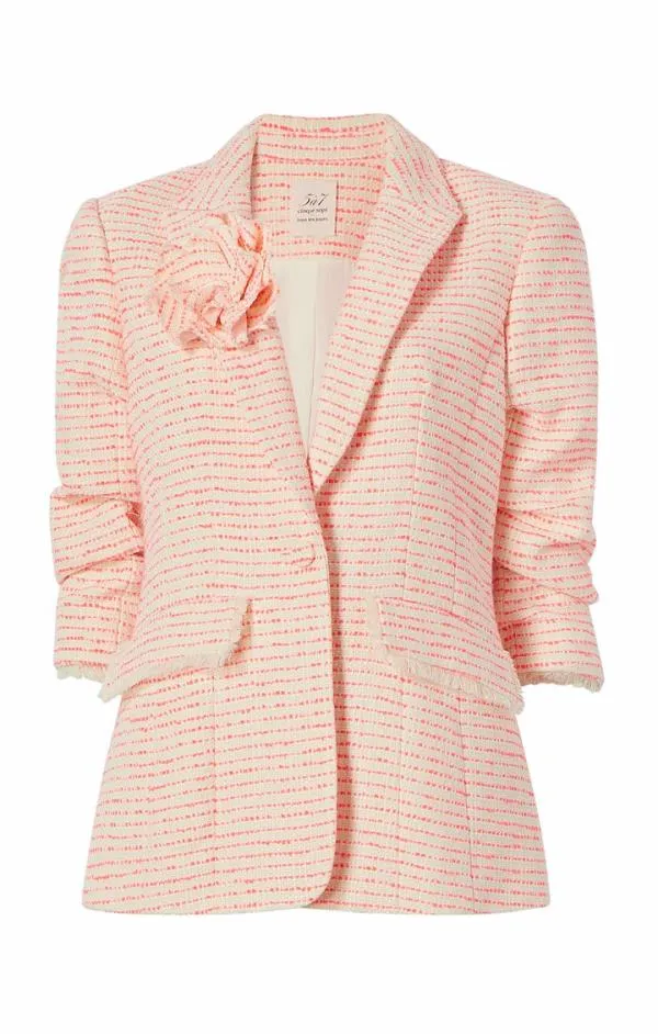 Cinq Sept Tweed Pricilla Blazer Ivoryneon Coral Women Blazers