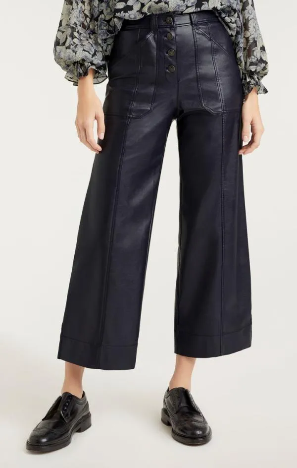Cinq Sept Vegan Leather Benji Pant Navy Women Pants