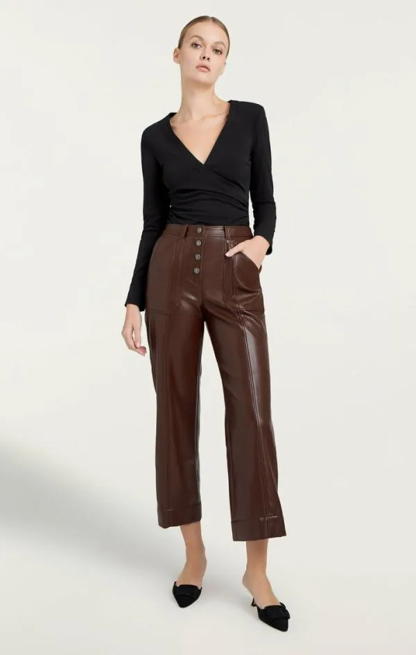 Cinq Sept Vegan Leather Benji Pant Tobacco Women Pants