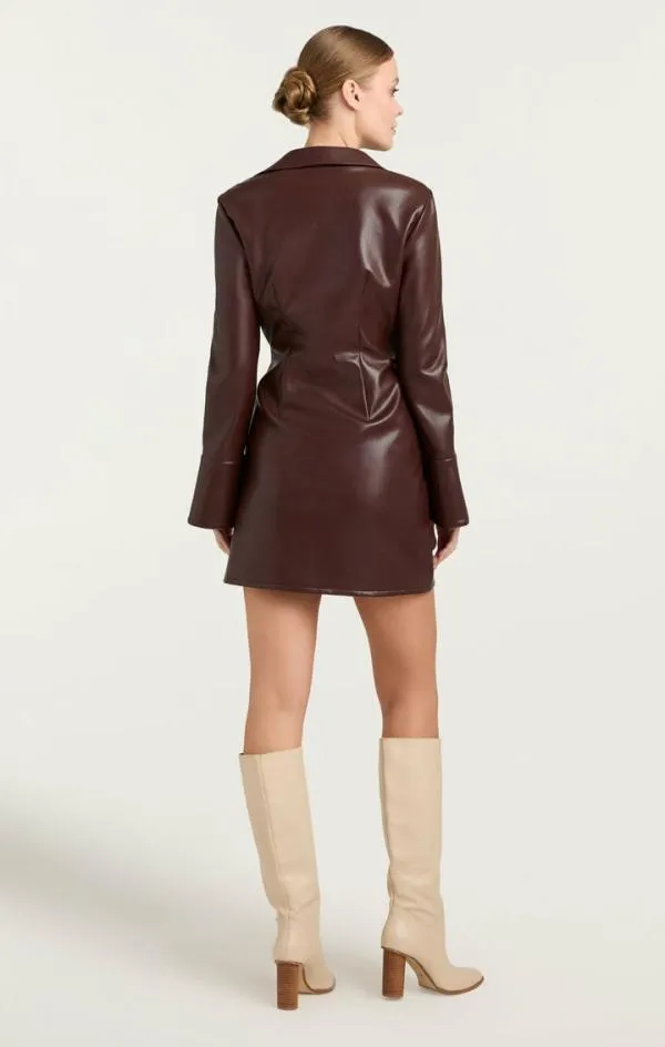 Cinq Sept Vegan Leather Mckenna Dress Tobacco Women Mini