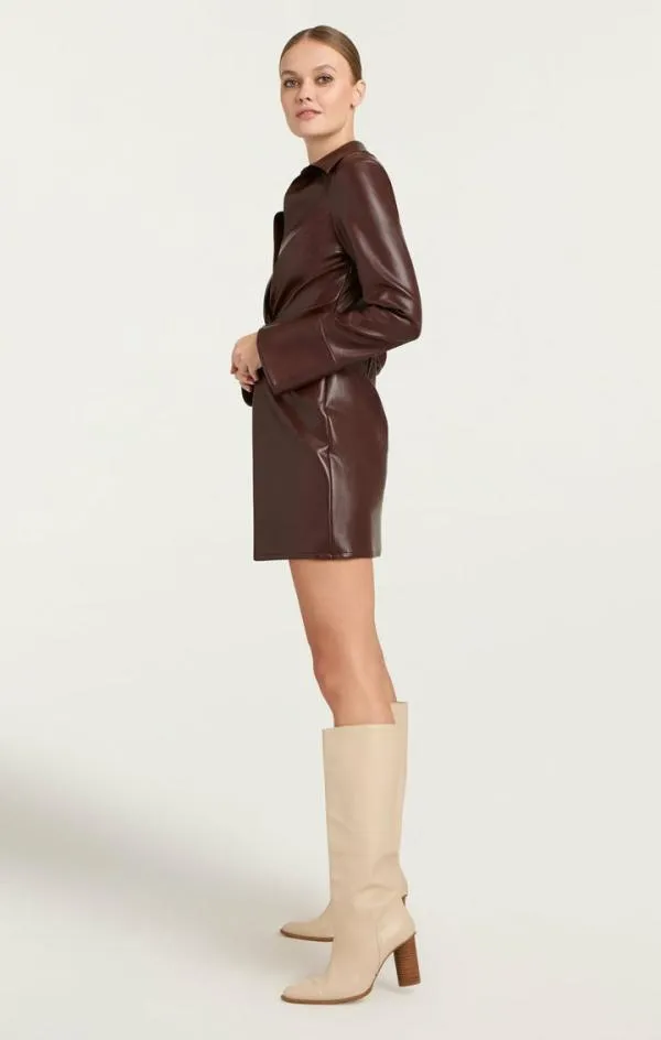 Cinq Sept Vegan Leather Mckenna Dress Tobacco Women Mini