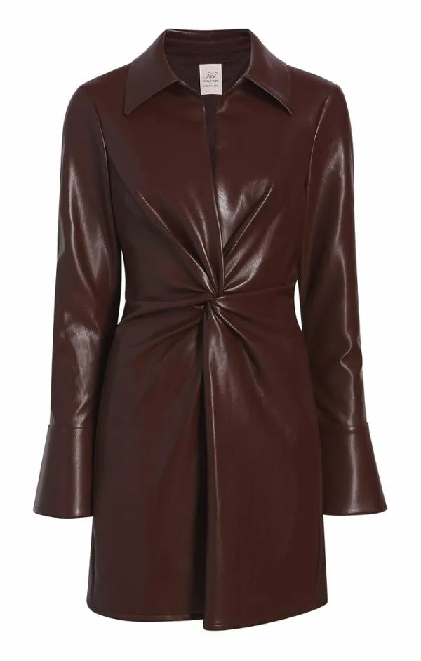 Cinq Sept Vegan Leather Mckenna Dress Tobacco Women Mini