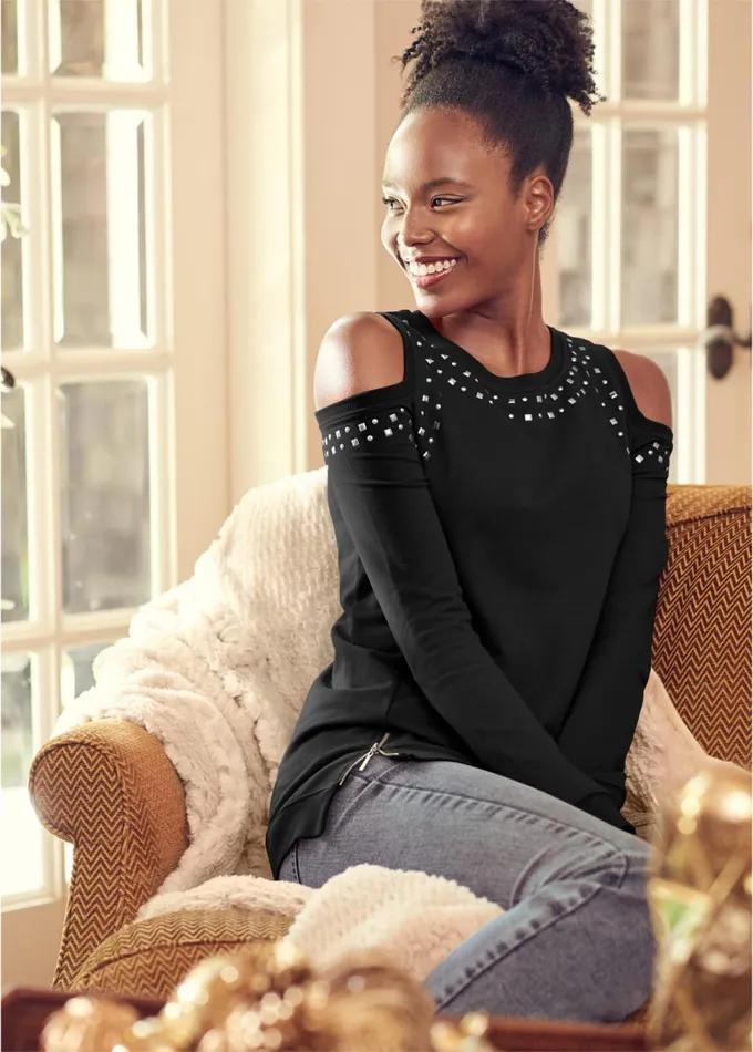Coldshoulder Sweatshirt Black Women VENUS Sweatshirts and Hoodies