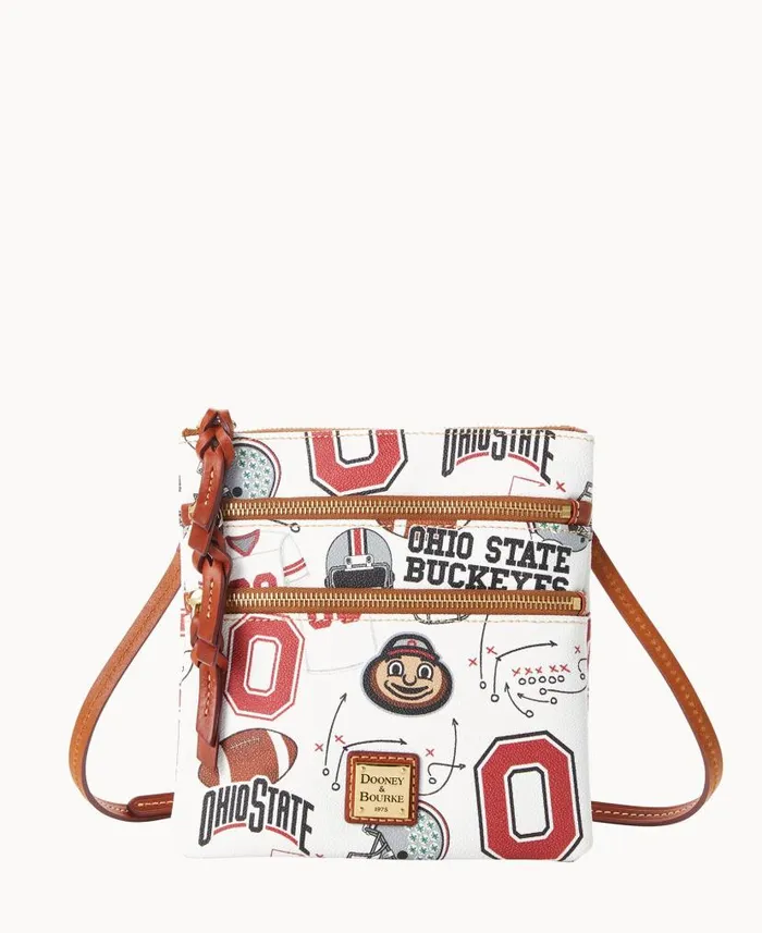 Collegiate Ohio State University N S Triple Zip Crossbody Ohio State Woman Dooney and Bourke Crossbodies Collegiate Ohio State University N S Triple Zip Crossbody Ohio State Woman Dooney and Bourke Crossbodies