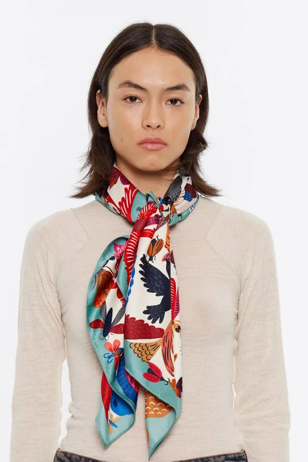 Coral Bugs And Birds Scarf Coral Women Bimba Y Lola Scarves Coral Bugs And Birds Scarf Coral Women Bimba Y Lola Scarves