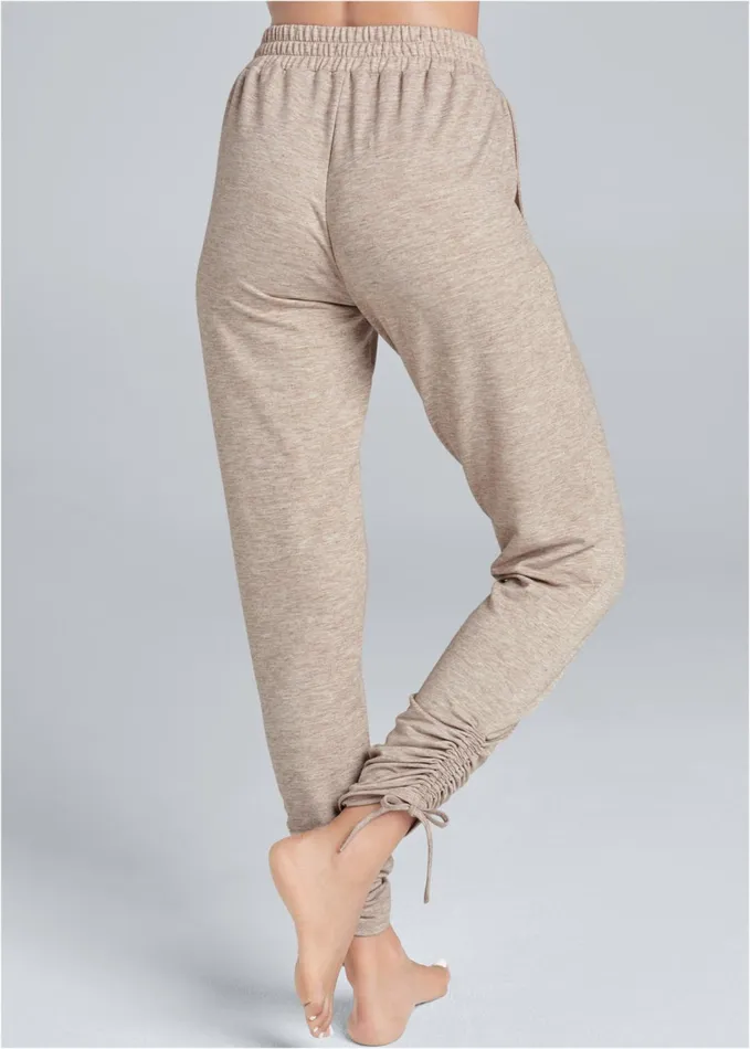 COZY DRAWSTRING TIE JOGGERS Oatmeal Women VENUS Cozy Loungewear