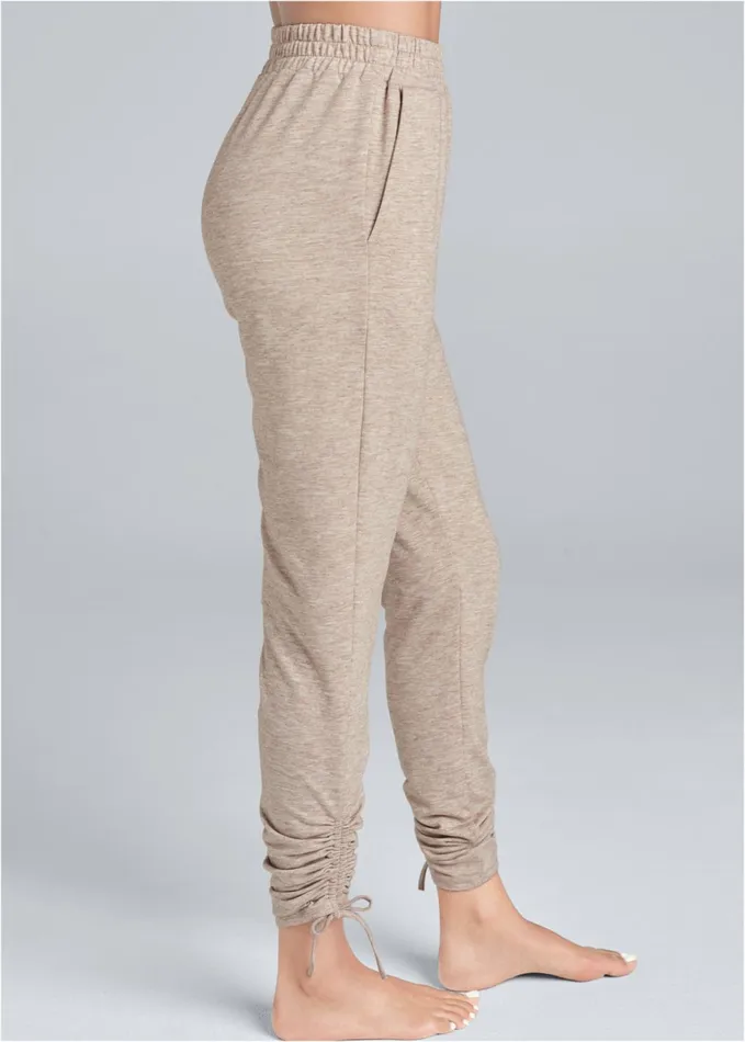 COZY DRAWSTRING TIE JOGGERS Oatmeal Women VENUS Cozy Loungewear