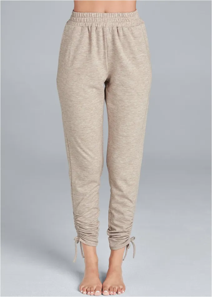 COZY DRAWSTRING TIE JOGGERS Oatmeal Women VENUS Cozy Loungewear