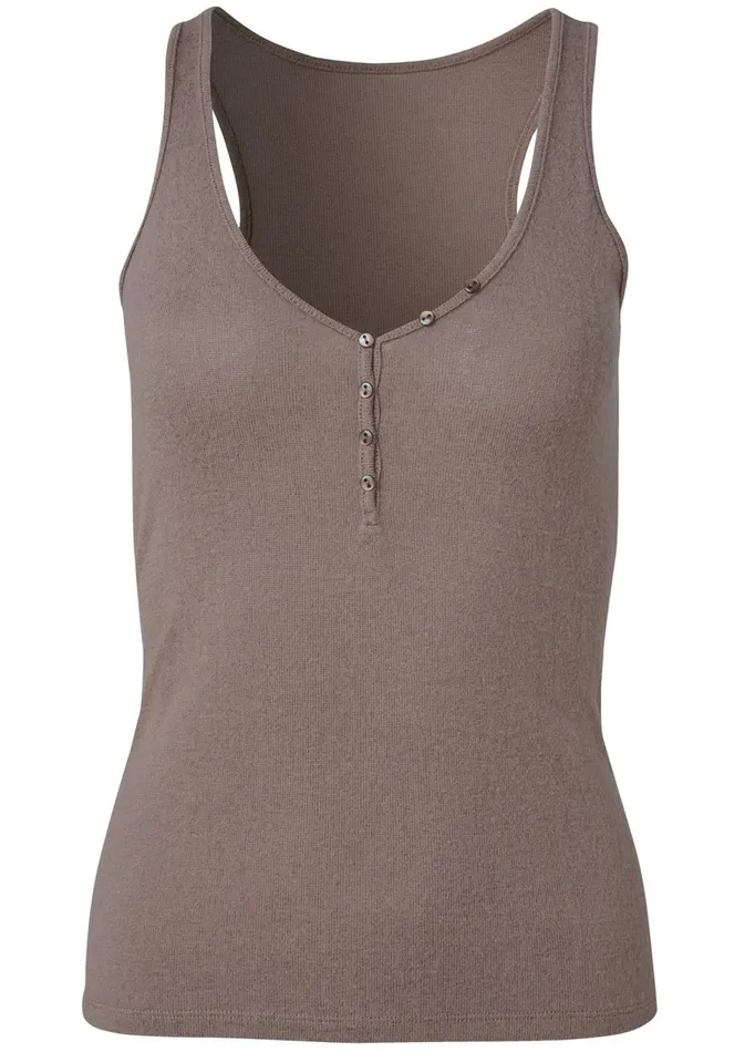 COZY HACCI HENLEY TANK TOP Brown Women VENUS Cozy Loungewear