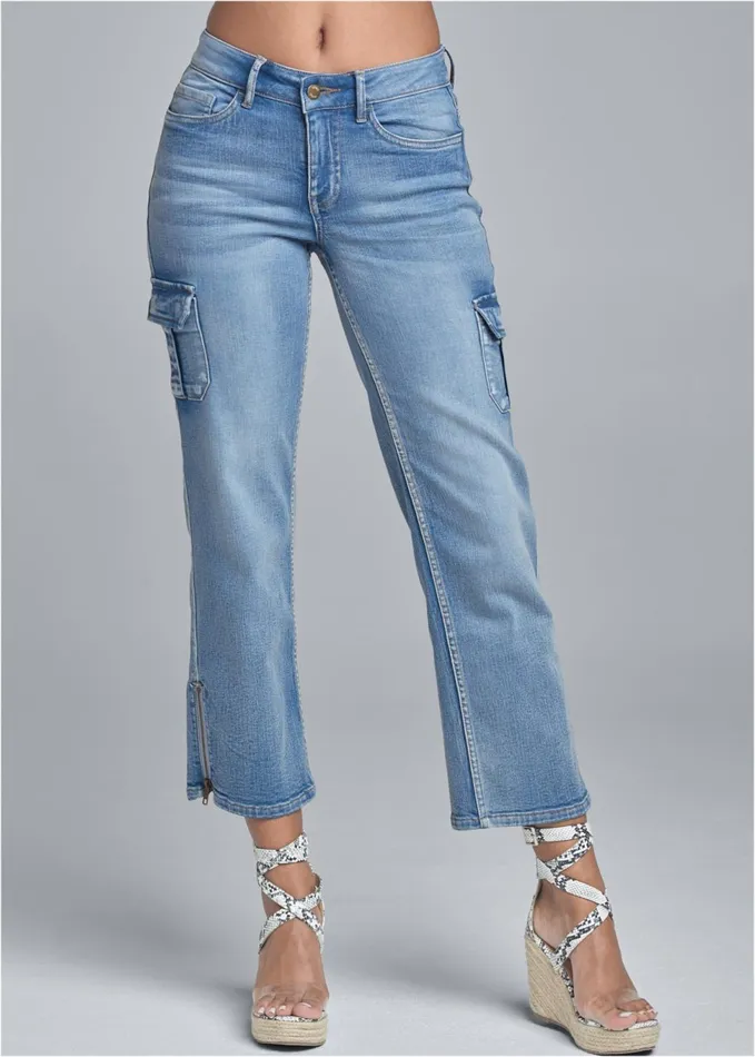 CROPPED CARGO JEAN Light Wash Women VENUS Novelty Jeans