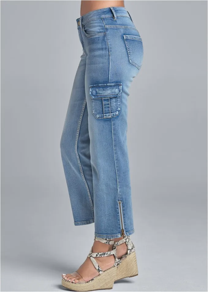 CROPPED CARGO JEAN Light Wash Women VENUS Novelty Jeans