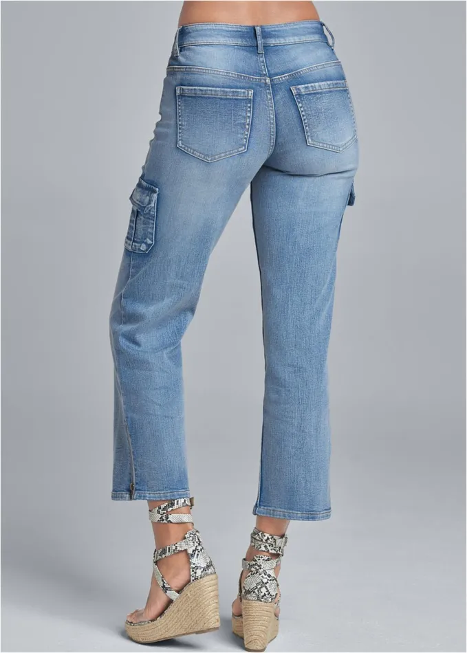 CROPPED CARGO JEAN Light Wash Women VENUS Novelty Jeans