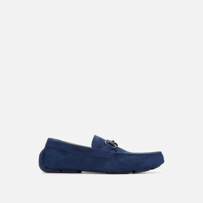 Dawson Vegan Suede Horsebit Driver Navy Men Kenneth Cole Loafers