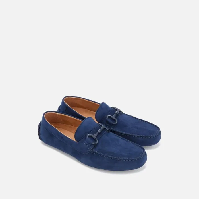 Dawson Vegan Suede Horsebit Driver Navy Men Kenneth Cole Loafers