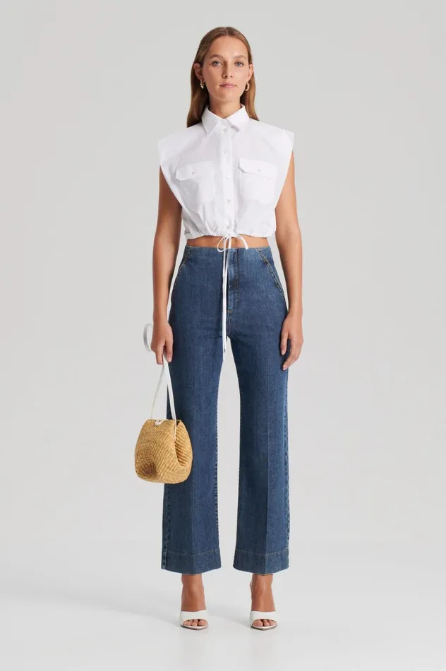 Denim Women Scanlan Theodore DENIM CROPPED JEAN Washedindigo