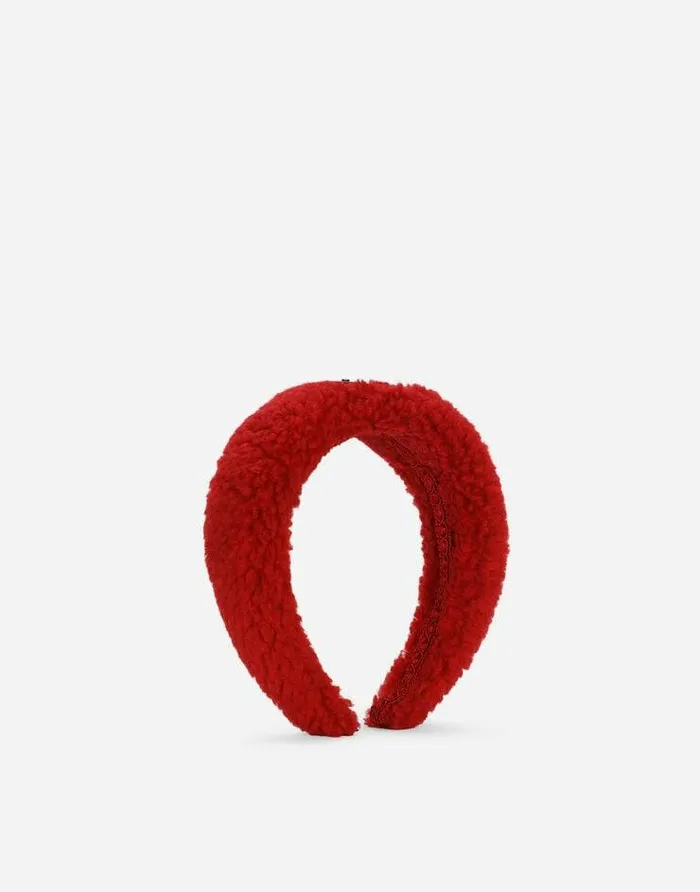 Dolce and Gabbana Accessories Children Faux Fur Hairband With Branded Tag Bordeaux Dolce and Gabbana Accessories Children Faux Fur Hairband With Branded Tag Bordeaux