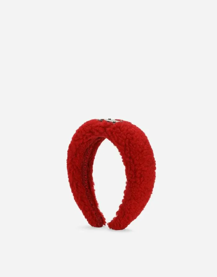 Dolce and Gabbana Accessories Children Faux Fur Hairband With Branded Tag Bordeaux Dolce and Gabbana Accessories Children Faux Fur Hairband With Branded Tag Bordeaux