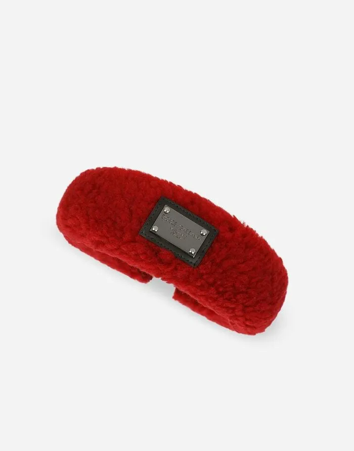 Dolce and Gabbana Accessories Children Faux Fur Hairband With Branded Tag Bordeaux Dolce and Gabbana Accessories Children Faux Fur Hairband With Branded Tag Bordeaux