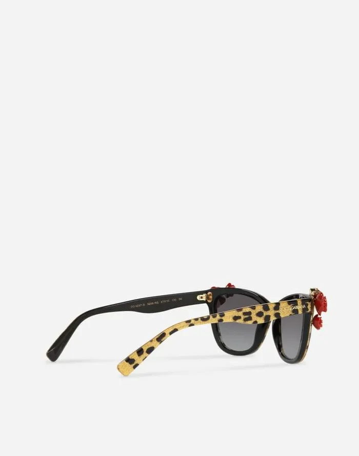 Dolce and Gabbana Accessories Children Leo and Roses Sunglasses Leopard Print Gold Glitter Dolce and Gabbana Accessories Children Leo and Roses Sunglasses Leopard Print Gold Glitter