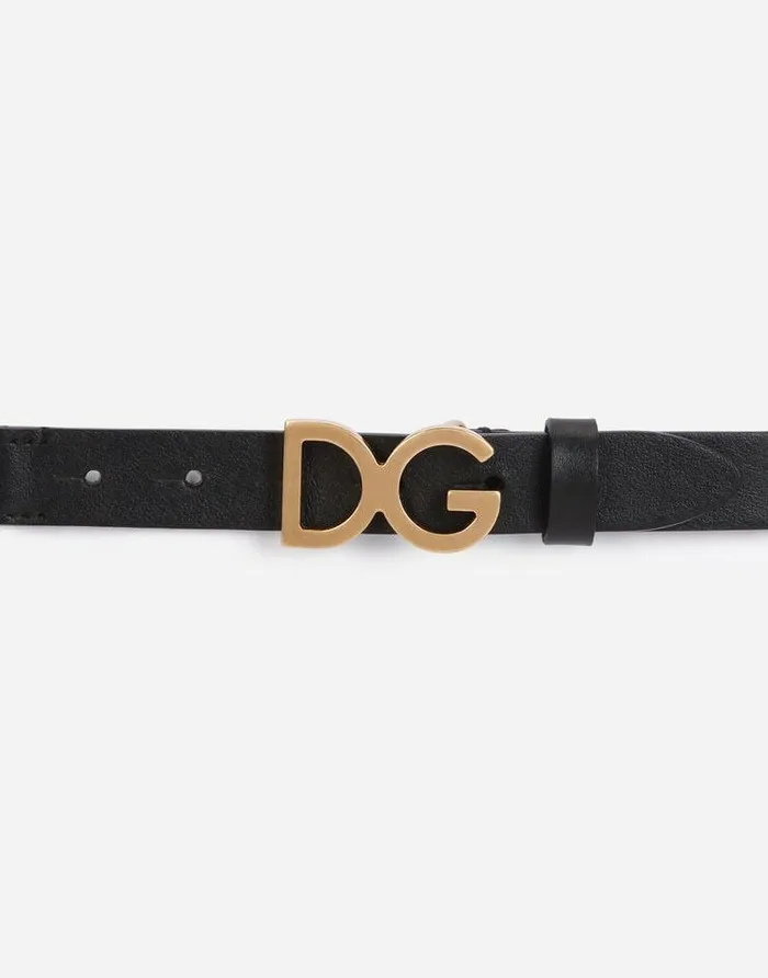 Dolce and Gabbana Accessories Children Stretch Tape Belt With DG Buckle Black Dolce and Gabbana Accessories Children Stretch Tape Belt With DG Buckle Black