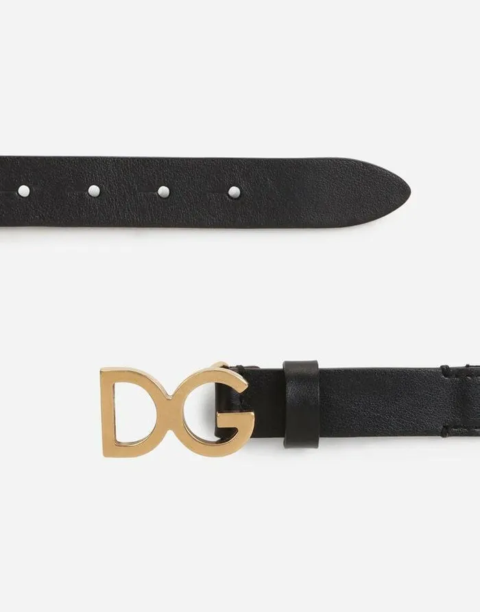 Dolce and Gabbana Accessories Children Stretch Tape Belt With DG Buckle Black Dolce and Gabbana Accessories Children Stretch Tape Belt With DG Buckle Black