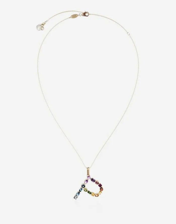 Dolce and Gabbana Alphabet Collection Women Rainbow Alphabet P Pendant In Yellow Gold With Multicolor Fine Gems Gold Dolce and Gabbana Alphabet Collection Women Rainbow Alphabet P Pendant In Yellow Gold With Multicolor Fine Gems Gold