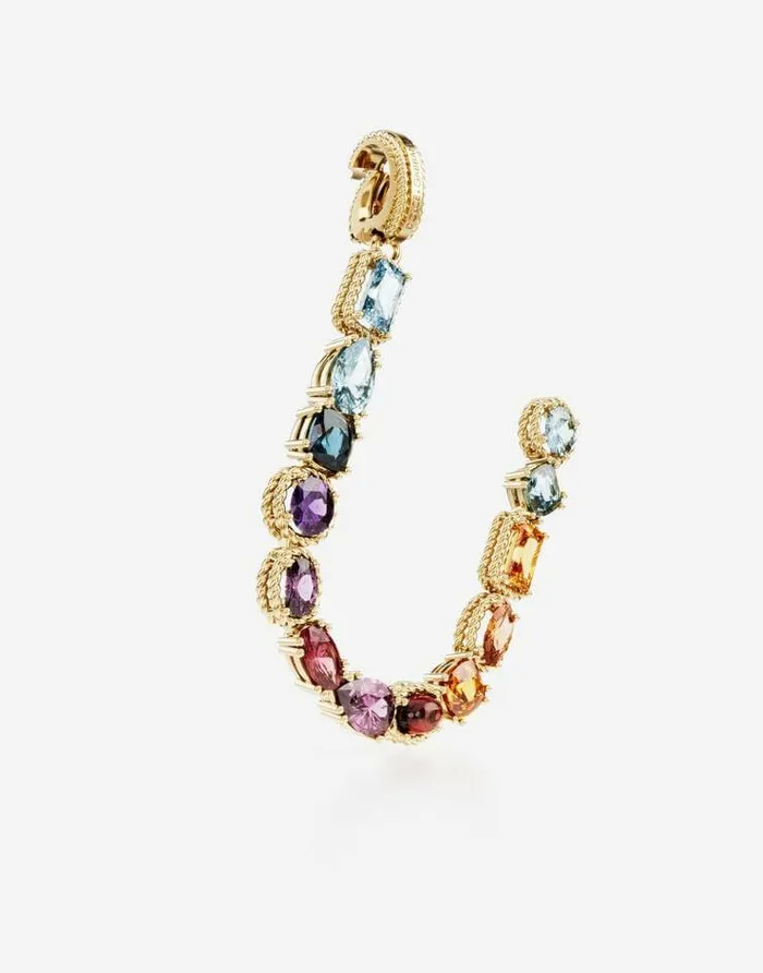 Dolce and Gabbana Alphabet Collection Women Rainbow Alphabet U 18 Kt Yellow Gold Charm With Multicolor Fine Gems Gold Dolce and Gabbana Alphabet Collection Women Rainbow Alphabet U 18 Kt Yellow Gold Charm With Multicolor Fine Gems Gold