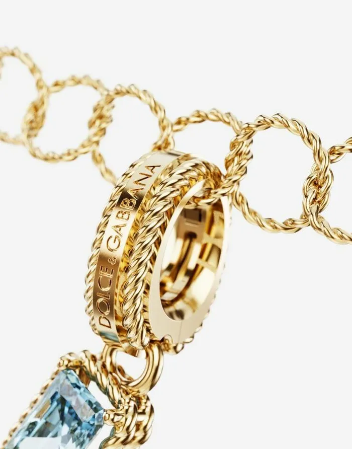 Dolce and Gabbana Alphabet Collection Women Rainbow Alphabet U 18 Kt Yellow Gold Charm With Multicolor Fine Gems Gold Dolce and Gabbana Alphabet Collection Women Rainbow Alphabet U 18 Kt Yellow Gold Charm With Multicolor Fine Gems Gold