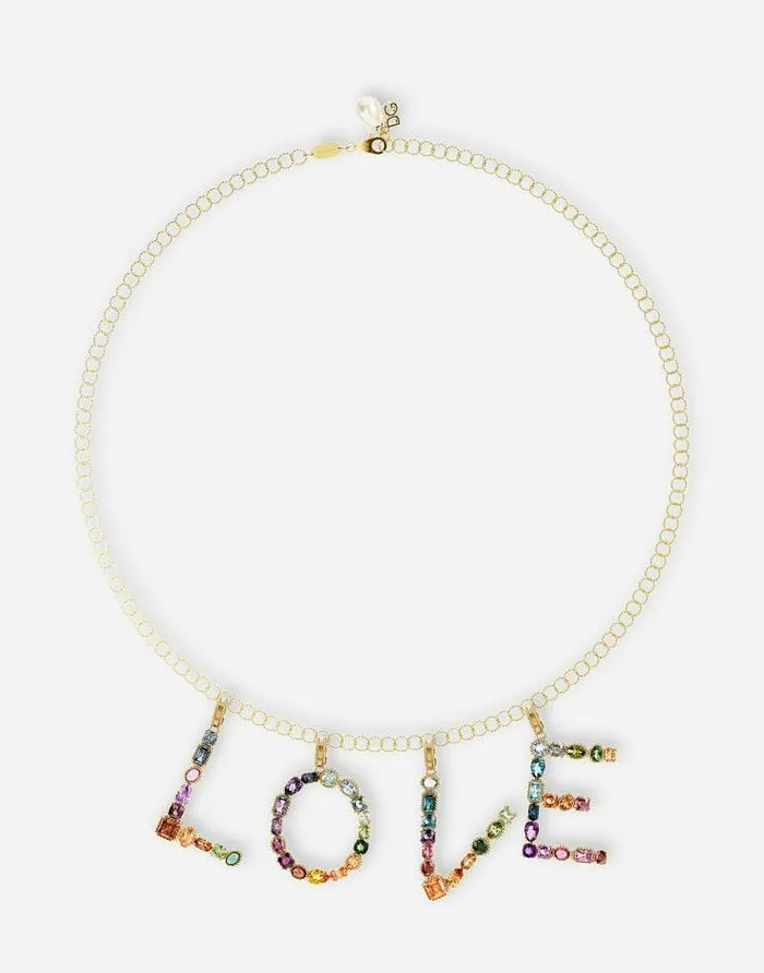 Dolce and Gabbana Alphabet Collection Women Rainbow Alphabet U 18 Kt Yellow Gold Charm With Multicolor Fine Gems Gold Dolce and Gabbana Alphabet Collection Women Rainbow Alphabet U 18 Kt Yellow Gold Charm With Multicolor Fine Gems Gold