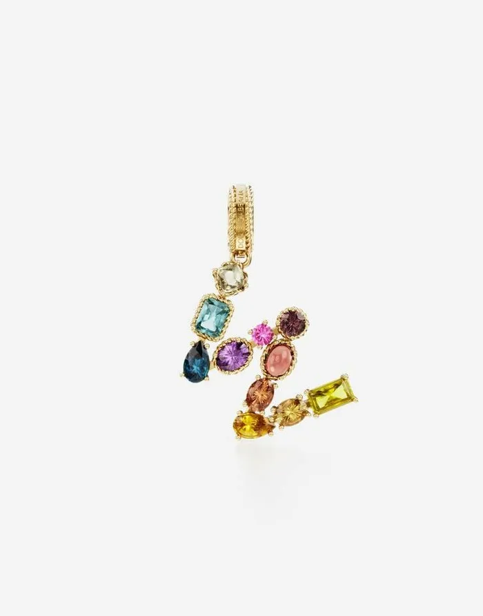 Dolce and Gabbana Alphabet Collection Women Rainbow Alphabet W 18 Kt Yellow Gold Charm With Multicolor Fine Gems Gold Dolce and Gabbana Alphabet Collection Women Rainbow Alphabet W 18 Kt Yellow Gold Charm With Multicolor Fine Gems Gold