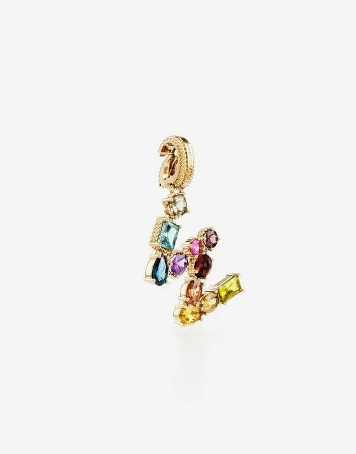 Dolce and Gabbana Alphabet Collection Women Rainbow Alphabet W 18 Kt Yellow Gold Charm With Multicolor Fine Gems Gold Dolce and Gabbana Alphabet Collection Women Rainbow Alphabet W 18 Kt Yellow Gold Charm With Multicolor Fine Gems Gold