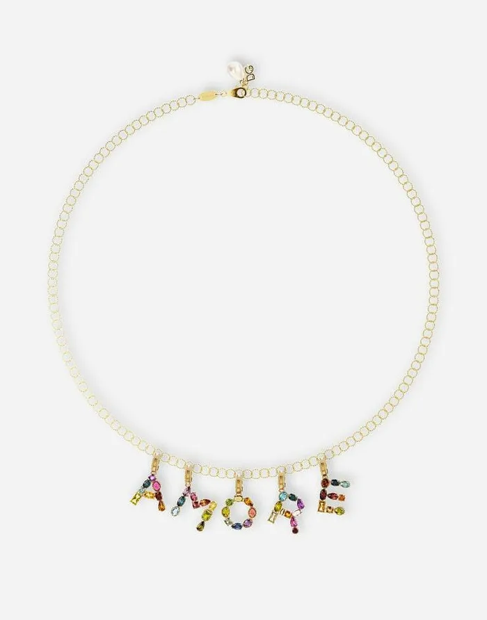 Dolce and Gabbana Alphabet Collection Women Rainbow Alphabet W 18 Kt Yellow Gold Charm With Multicolor Fine Gems Gold Dolce and Gabbana Alphabet Collection Women Rainbow Alphabet W 18 Kt Yellow Gold Charm With Multicolor Fine Gems Gold