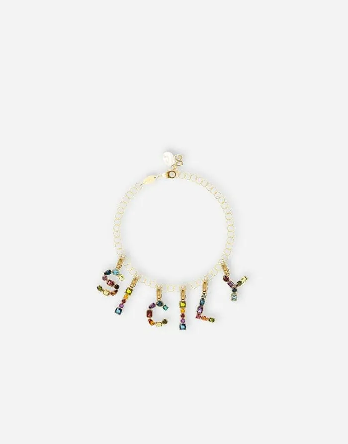 Dolce and Gabbana Alphabet Collection Women Rainbow Alphabet W 18 Kt Yellow Gold Charm With Multicolor Fine Gems Gold Dolce and Gabbana Alphabet Collection Women Rainbow Alphabet W 18 Kt Yellow Gold Charm With Multicolor Fine Gems Gold
