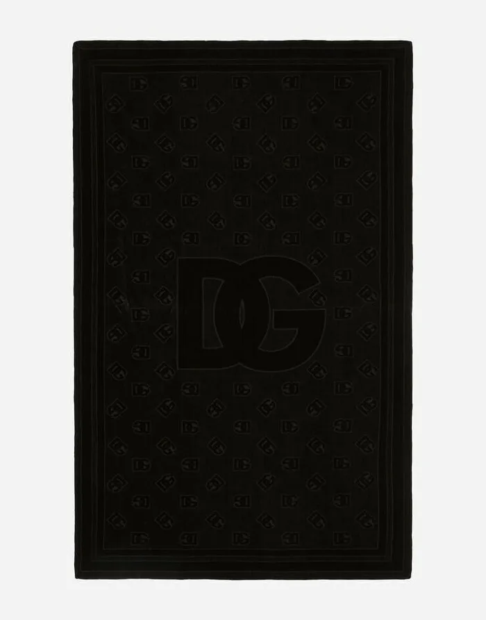 Dolce and Gabbana Beachwear Men Beach Towel With DG Monogram 115215186 Black Dolce and Gabbana Beachwear Men Beach Towel With DG Monogram 115215186 Black