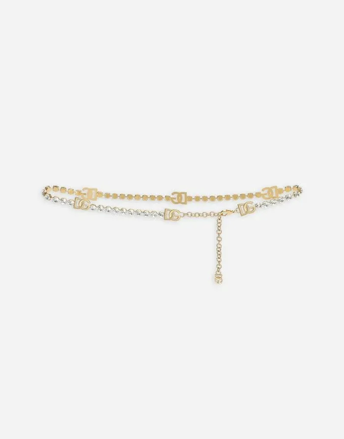 Dolce and Gabbana Belts Women Belt With Rhinestone Embellishment And DG Logo Gold Dolce and Gabbana Belts Women Belt With Rhinestone Embellishment And DG Logo Gold