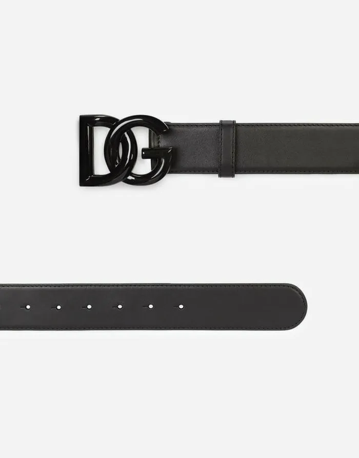 Dolce and Gabbana Belts Women Leather Belt With Crossover DG Logo Buckle Black Dolce and Gabbana Belts Women Leather Belt With Crossover DG Logo Buckle Black