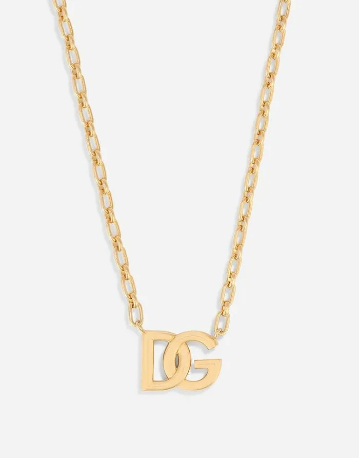 Dolce and Gabbana Bijoux Men Chain Necklace With DG Logo Gold Dolce and Gabbana Bijoux Men Chain Necklace With DG Logo Gold