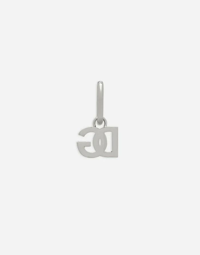 Dolce and Gabbana Bijoux Men Single DG Logo Earring With Pearl Accents Silver Dolce and Gabbana Bijoux Men Single DG Logo Earring With Pearl Accents Silver