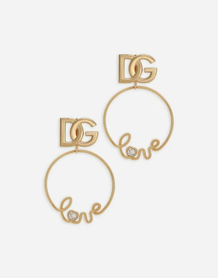 Dolce and Gabbana Bijoux Women Clipon love Earrings With DG Logo Gold