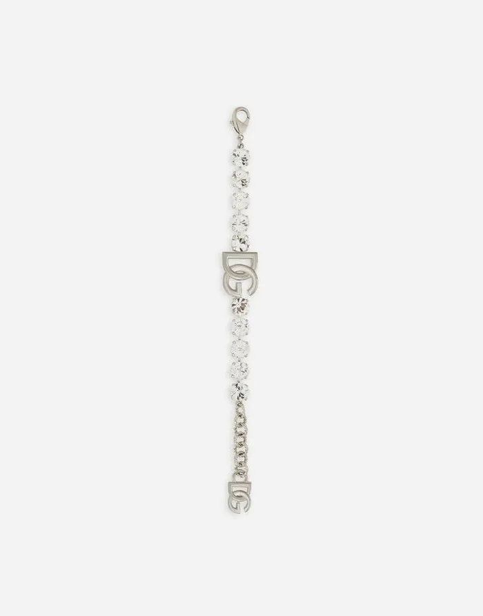 Dolce and Gabbana Bijoux Women KIM DOLCEandGABBANA Bracelet With Rhinestones And DG Logo Silver Dolce and Gabbana Bijoux Women KIM DOLCEandGABBANA Bracelet With Rhinestones And DG Logo Silver