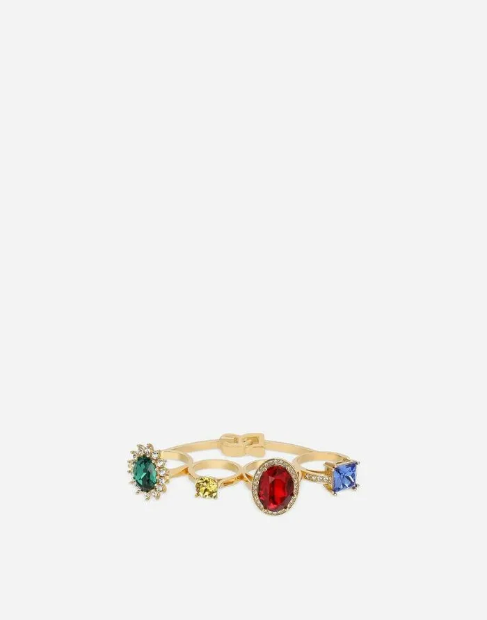 Dolce and Gabbana Bijoux Women Knucklebuster Ring With Colorful Rhinestones Multicolor