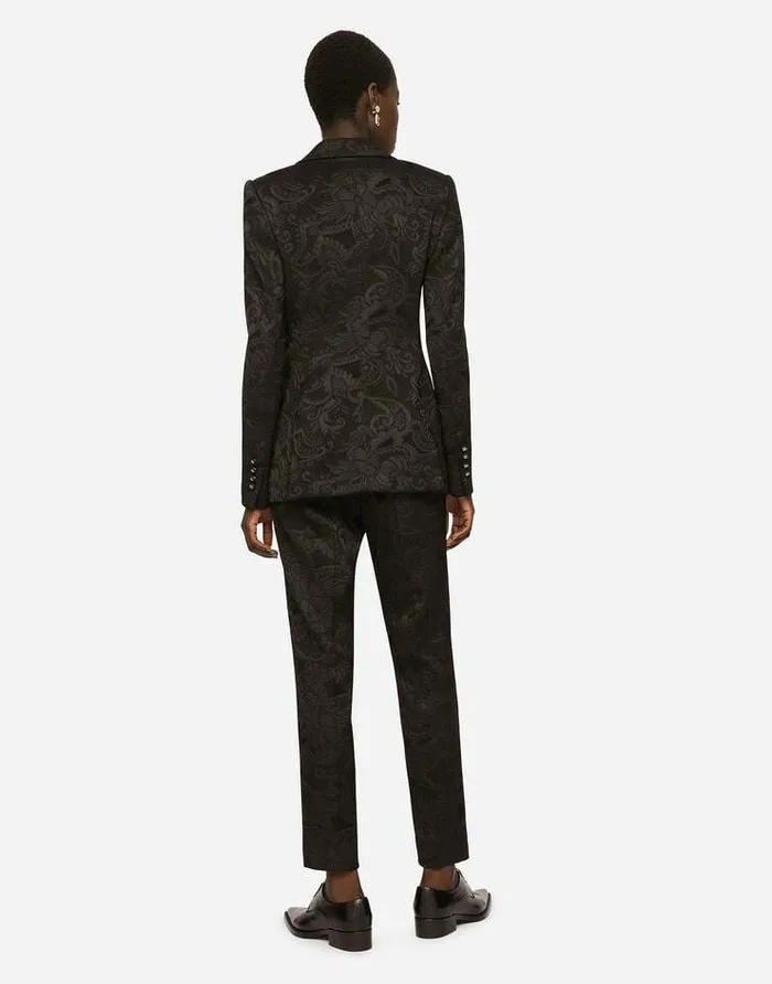 Dolce and Gabbana Blazers Women Floral Jacquard Turlington Blazer Black Dolce and Gabbana Blazers Women Floral Jacquard Turlington Blazer Black
