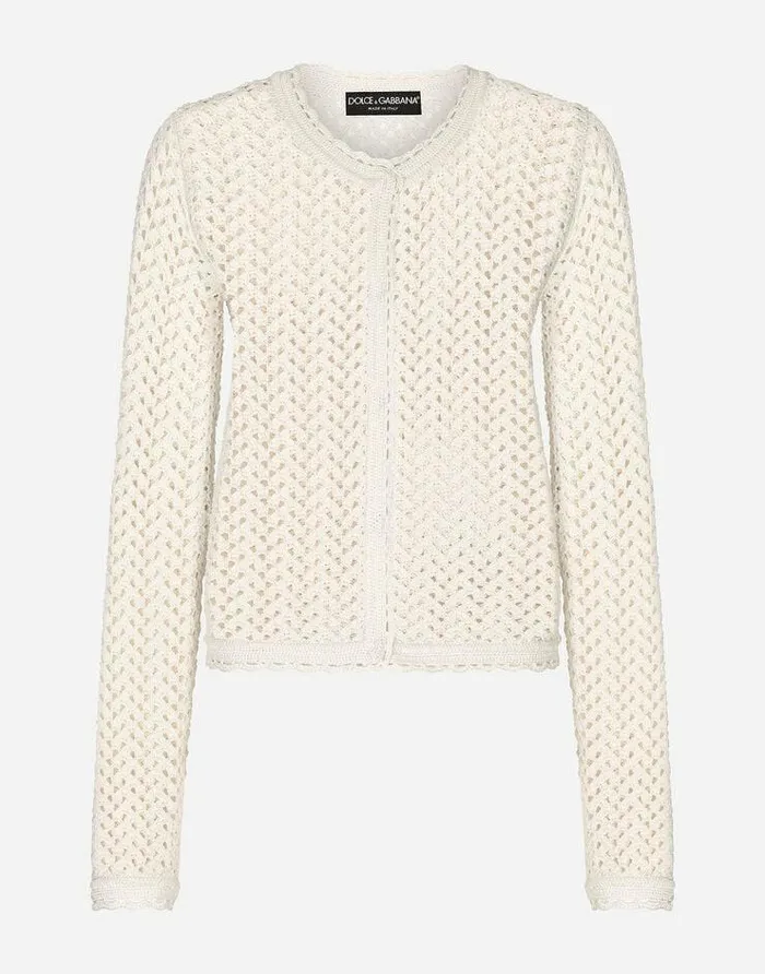 Dolce and Gabbana Blazers Women Short Crochet Jacket White