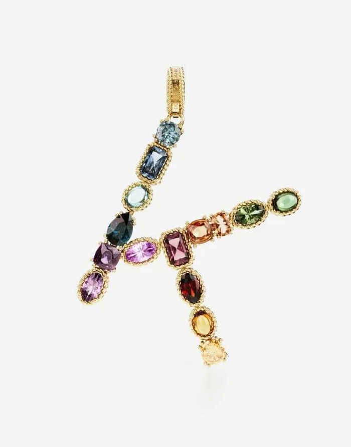 Dolce and Gabbana Charms Women Rainbow Alphabet K 18 Kt Yellow Gold Charm With Multicolor Fine Gems Gold Dolce and Gabbana Charms Women Rainbow Alphabet K 18 Kt Yellow Gold Charm With Multicolor Fine Gems Gold