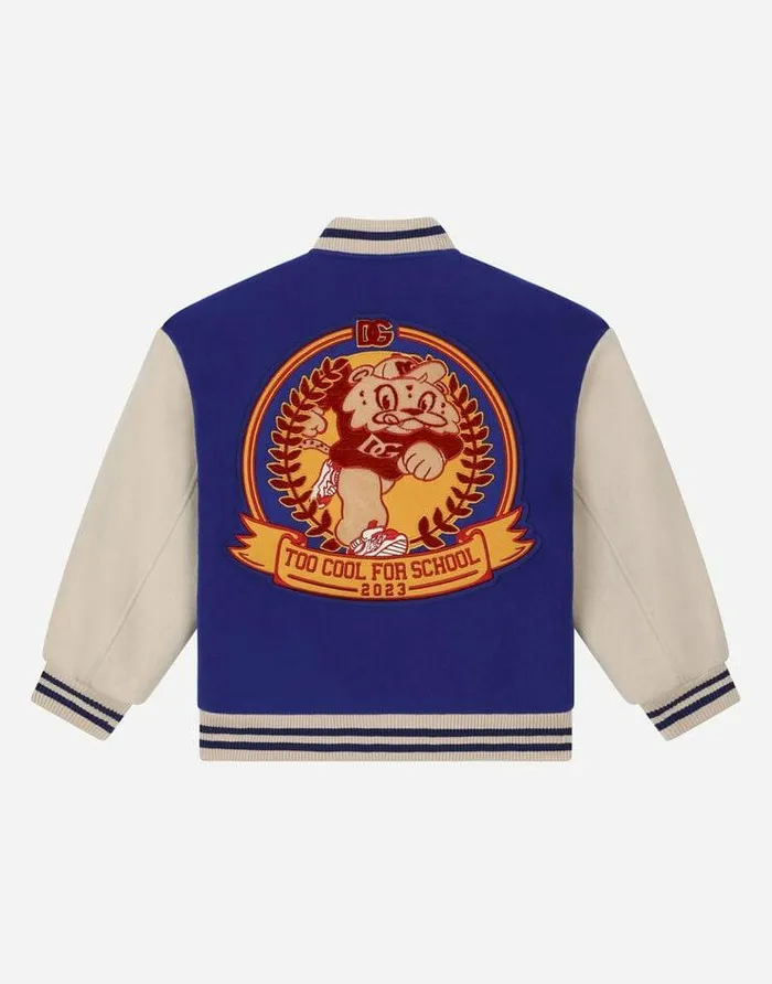 Dolce and Gabbana Coats And Jackets Children Baize Bomber Jacket With DG Mascot Patch Multicolor Dolce and Gabbana Coats And Jackets Children Baize Bomber Jacket With DG Mascot Patch Multicolor
