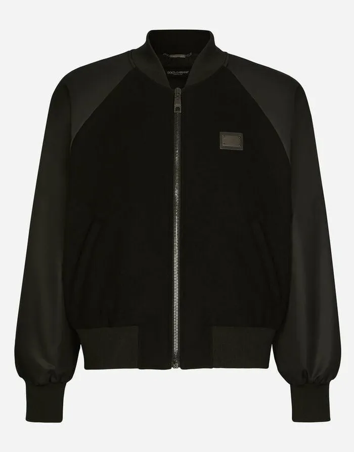 Dolce and Gabbana Coats And Jackets Men Nylon And Wool Jacket With Branded Tag Black Dolce and Gabbana Coats And Jackets Men Nylon And Wool Jacket With Branded Tag Black