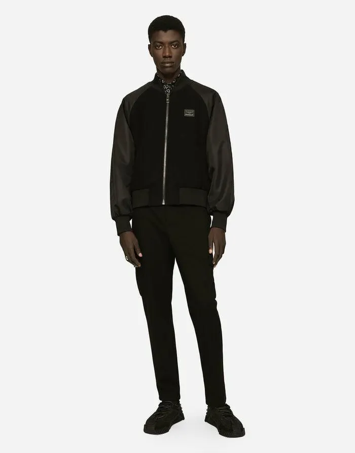 Dolce and Gabbana Coats And Jackets Men Nylon And Wool Jacket With Branded Tag Black Dolce and Gabbana Coats And Jackets Men Nylon And Wool Jacket With Branded Tag Black